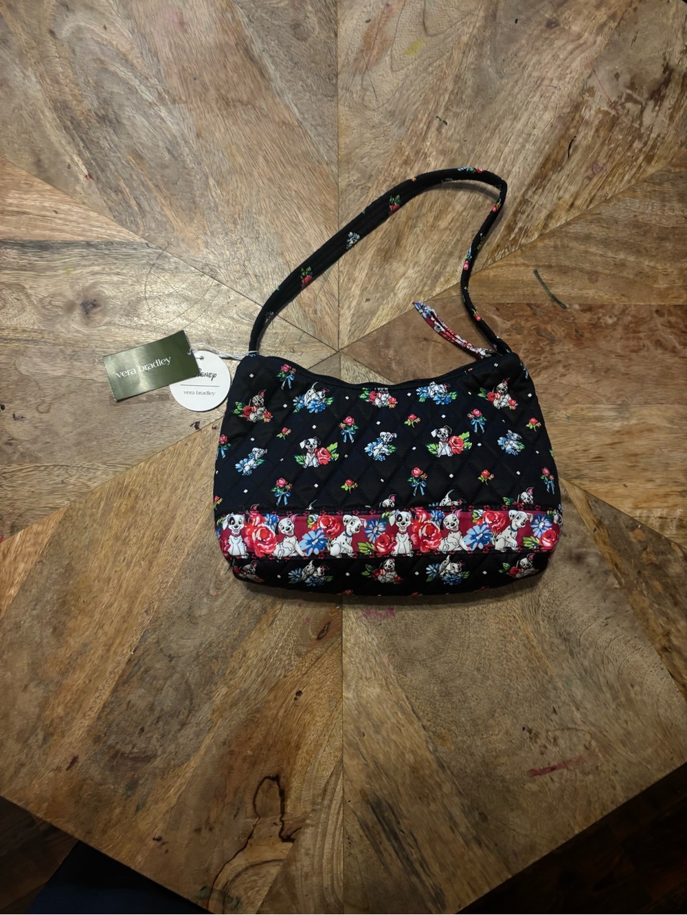 Vera Bradley Black Quilted Shoulder Bag with Dalmatians pattern
